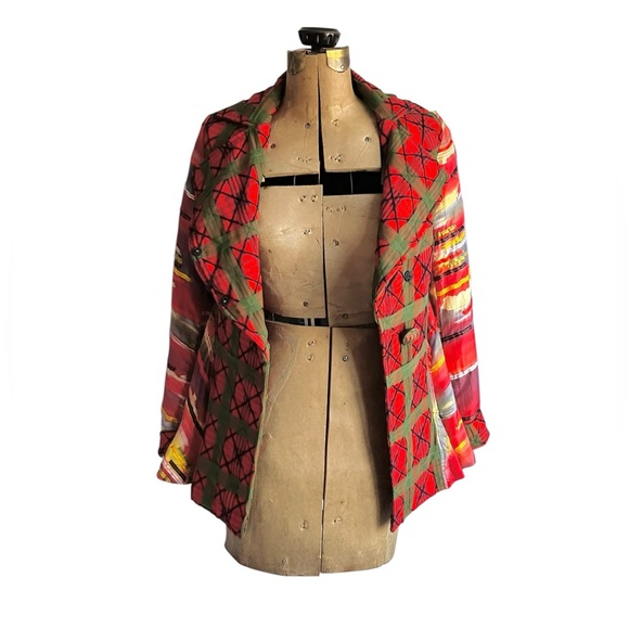 Stunning Handmade Patchwork Plaid & Striped Button-Up Blazer/Jacket - Picture 4 of 15